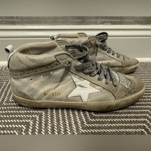 Golden Goose Midstar White & Silver Zebra